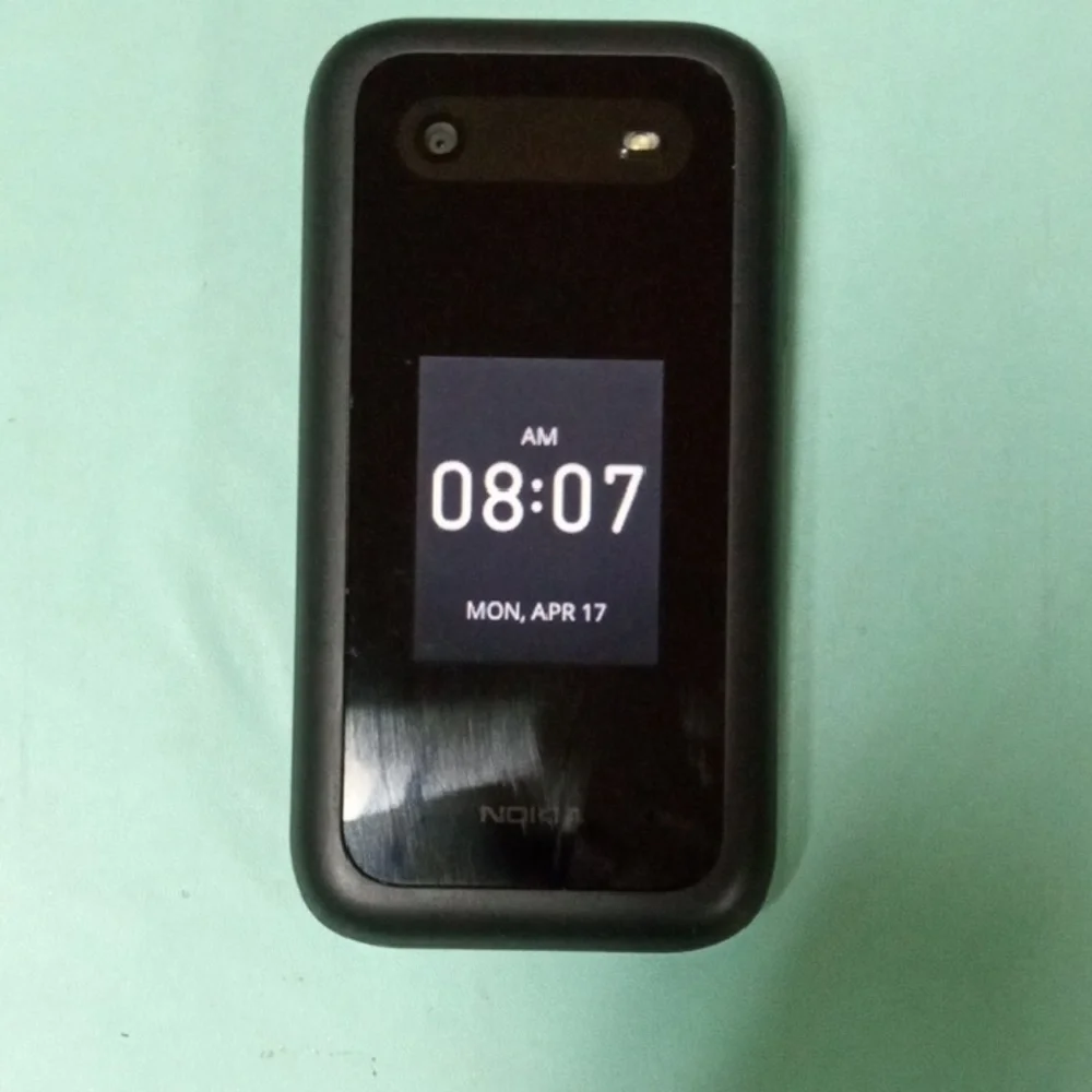 Brand New Nokia 2760 4G Black Compact Flip Phone with External Clock Display